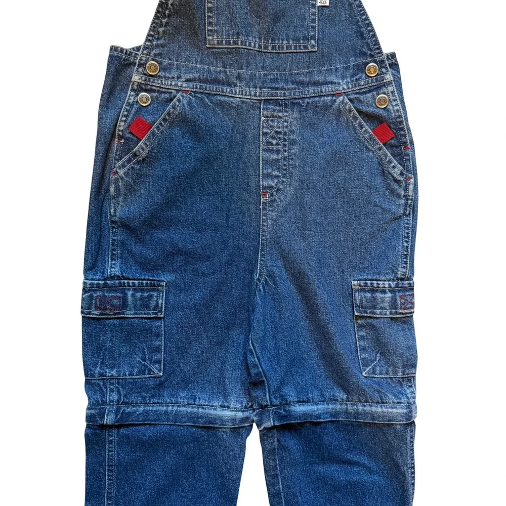 Sprockets Vintage Cargo Kids Convertible Overalls Blue 100% Cotton Denim 5T